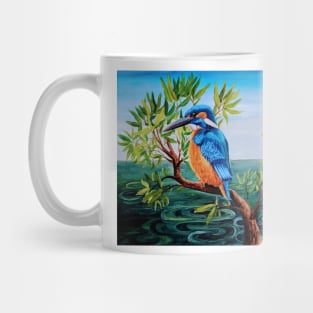 Kingfisher in a willow branch Mug